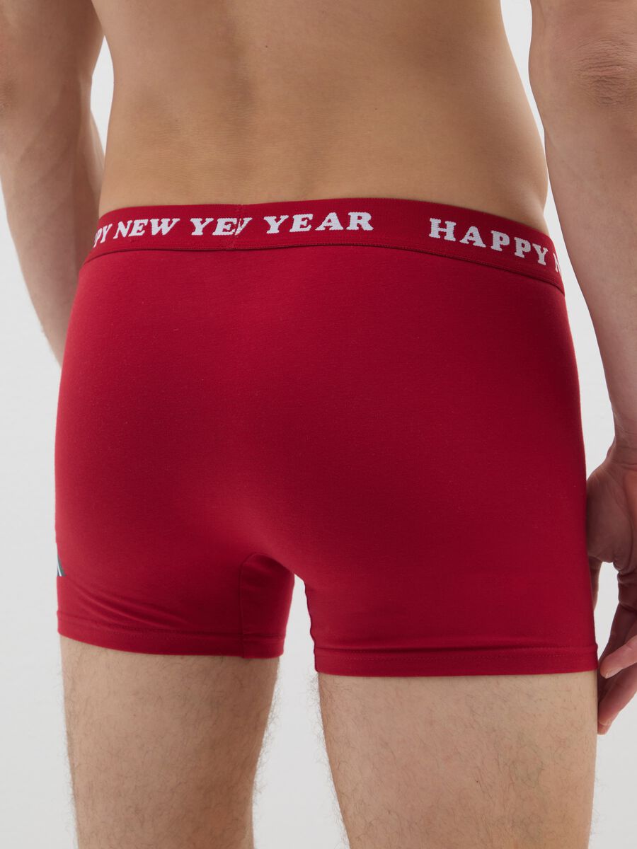 Regular fit red stretch cotton boxer with print_2