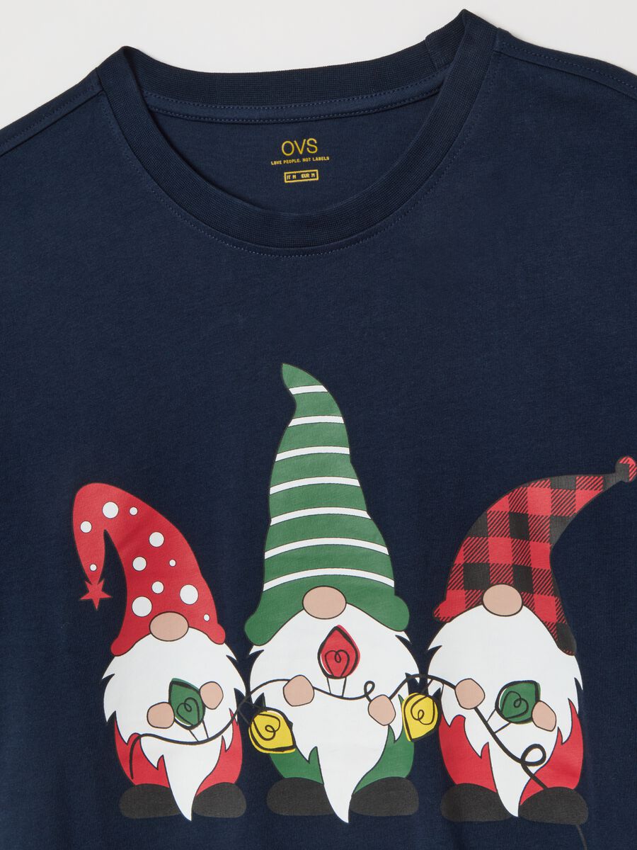 Blue pure cotton regular fit Christmas pyjama top_5