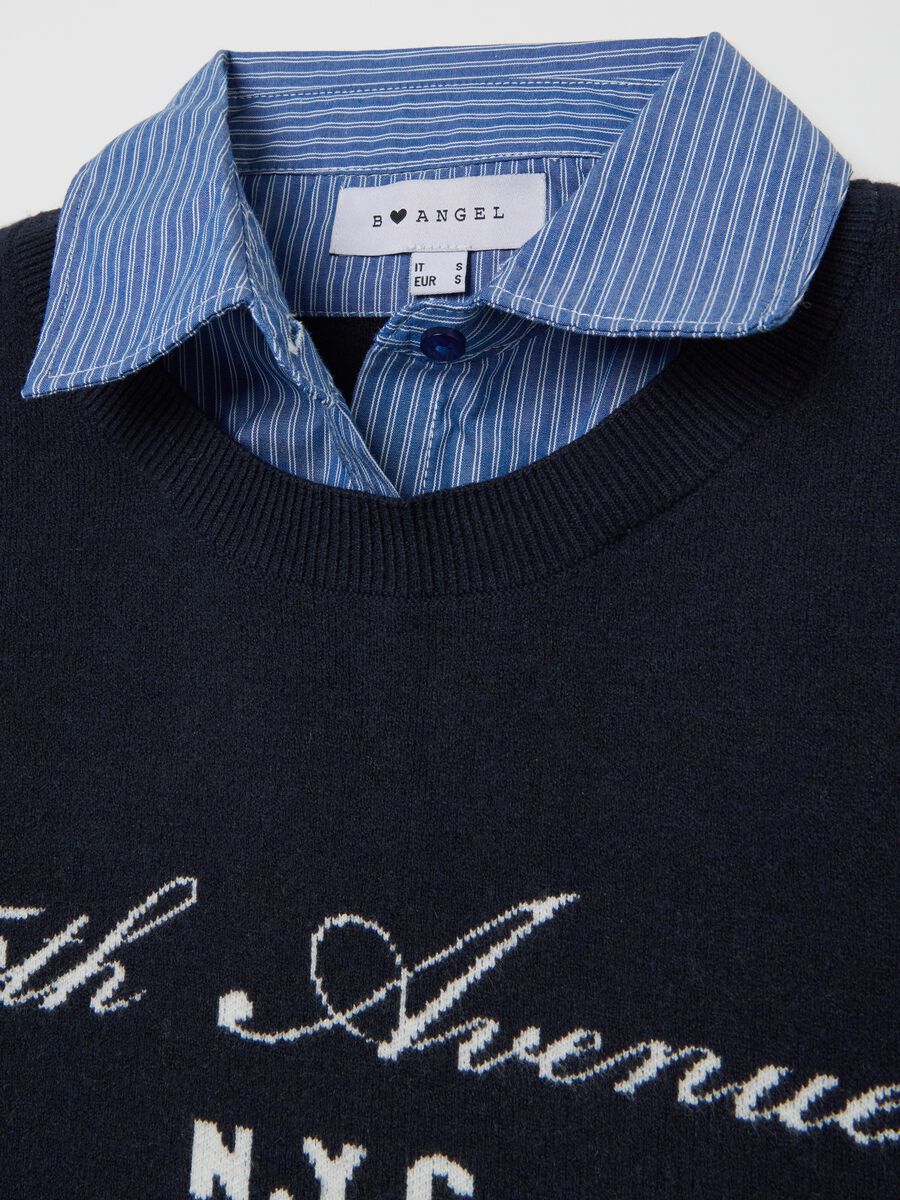 Blue regular fit V-neck sweatshirt_5