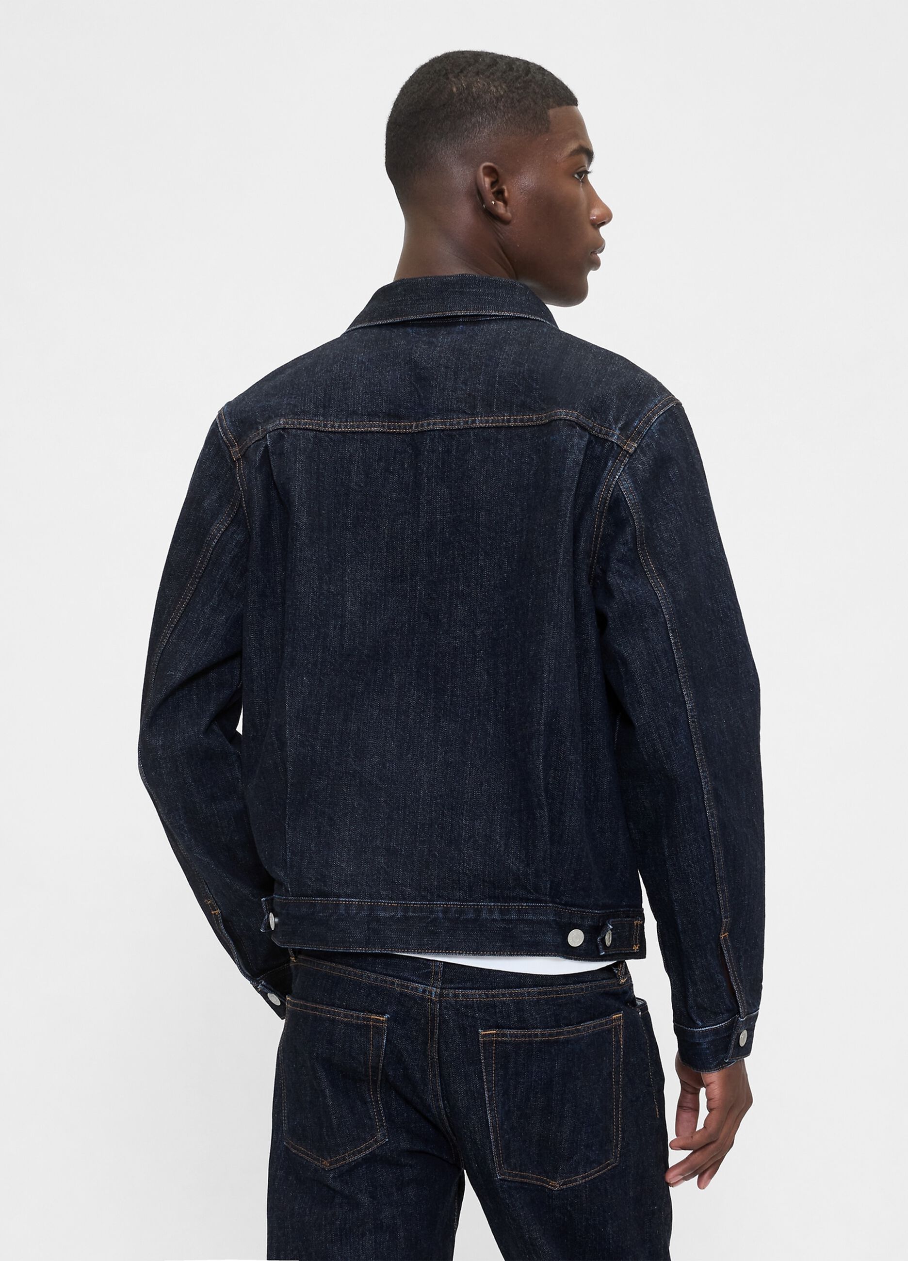 Giacca denim blu in cotone