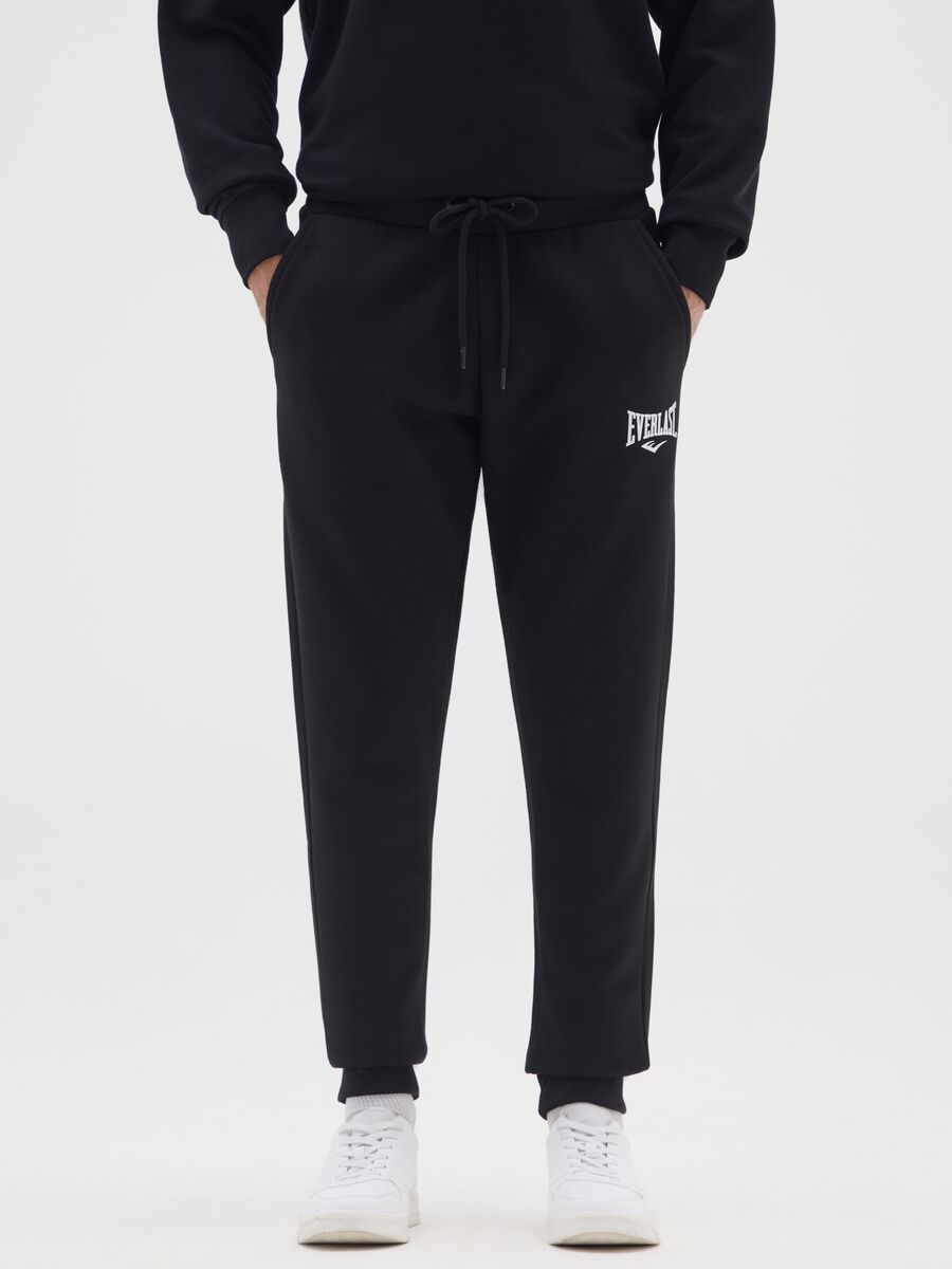 Pantaloni neri da jogging in misto cotone_1