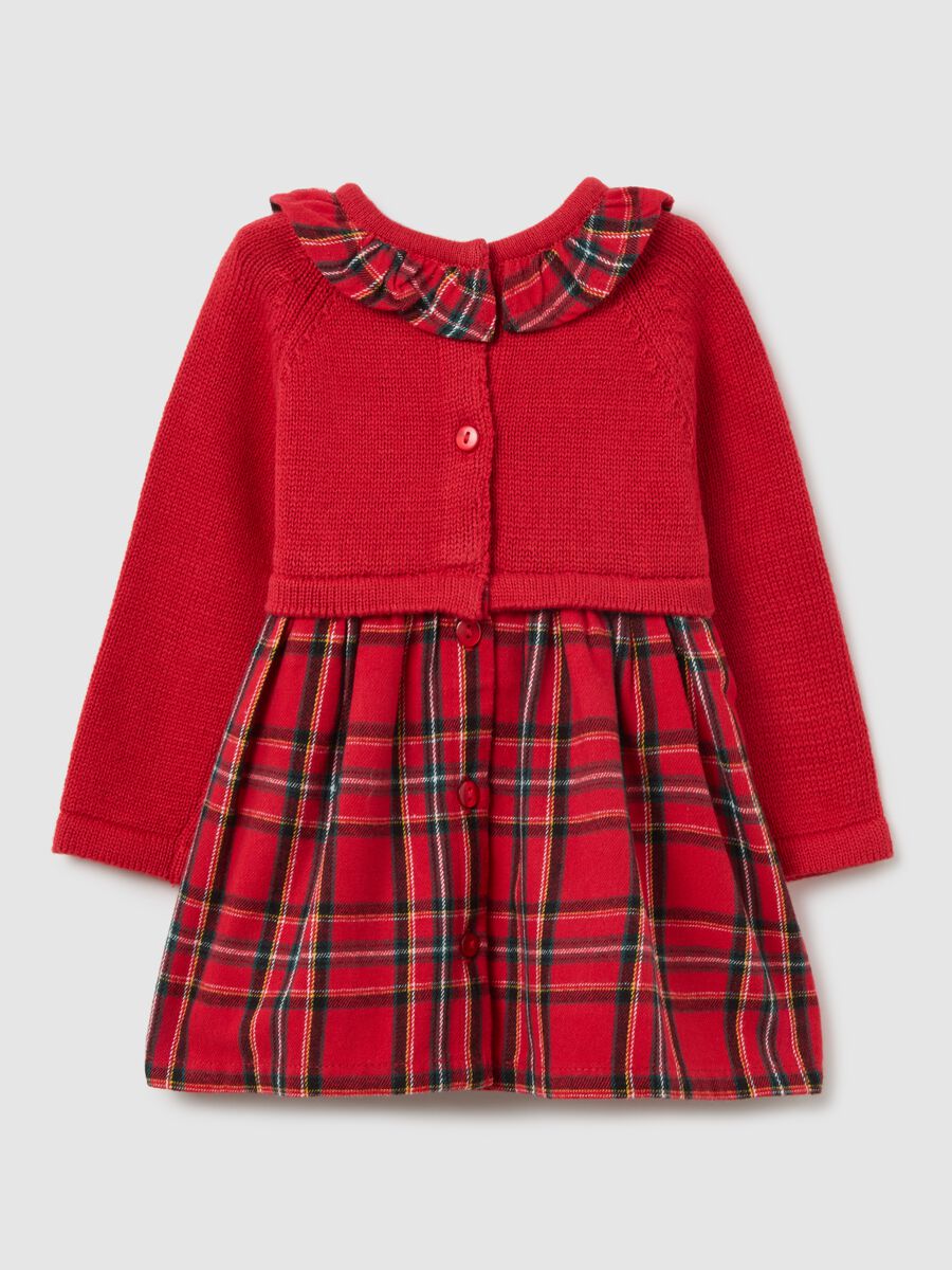 Baby Girls' Red Check Dress in Pure Cotton Regular Fit_1