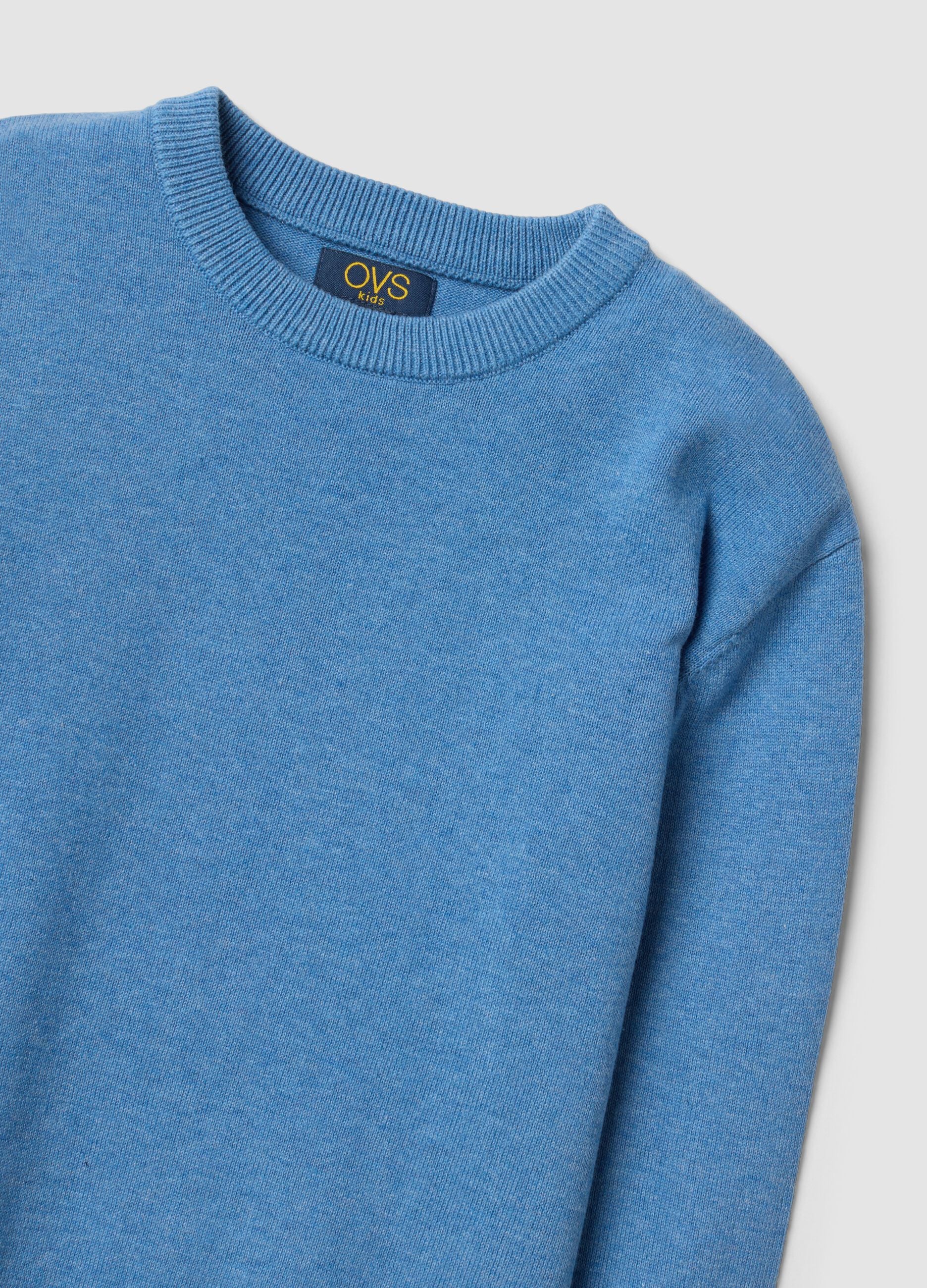 Blue pure cotton oversized crew-neck jumper for boys