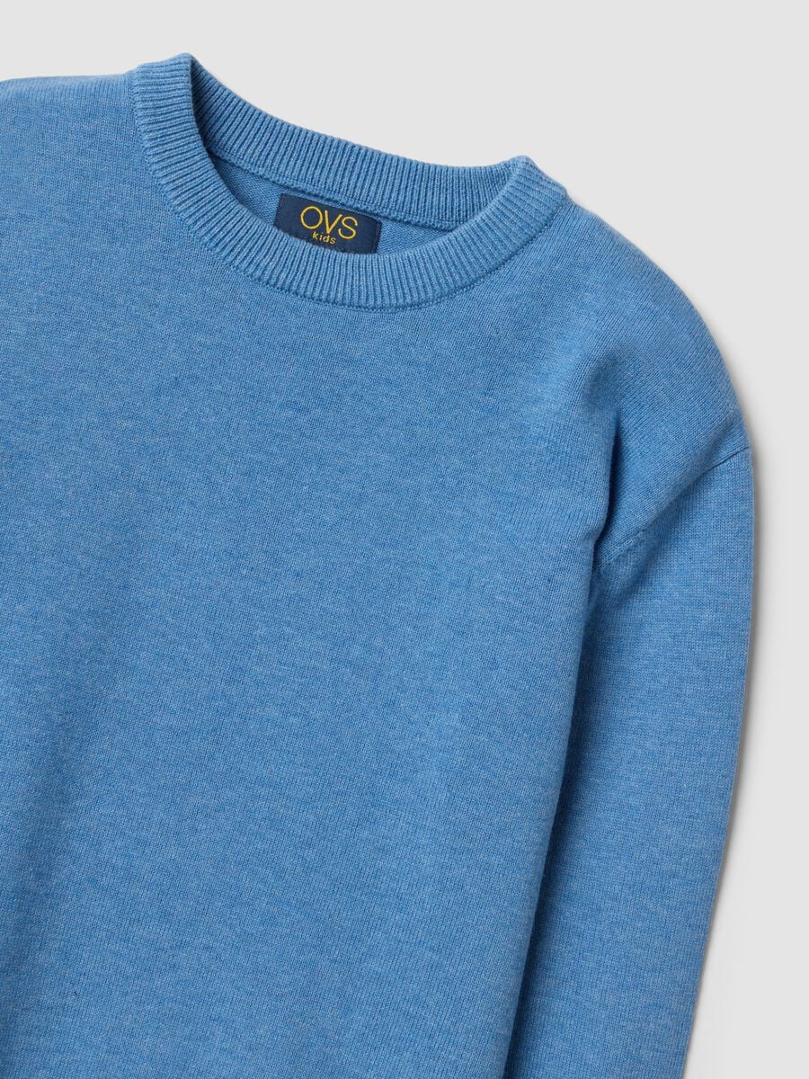 Maglia azzurra in puro cotone a girocollo over fit per bambino_2