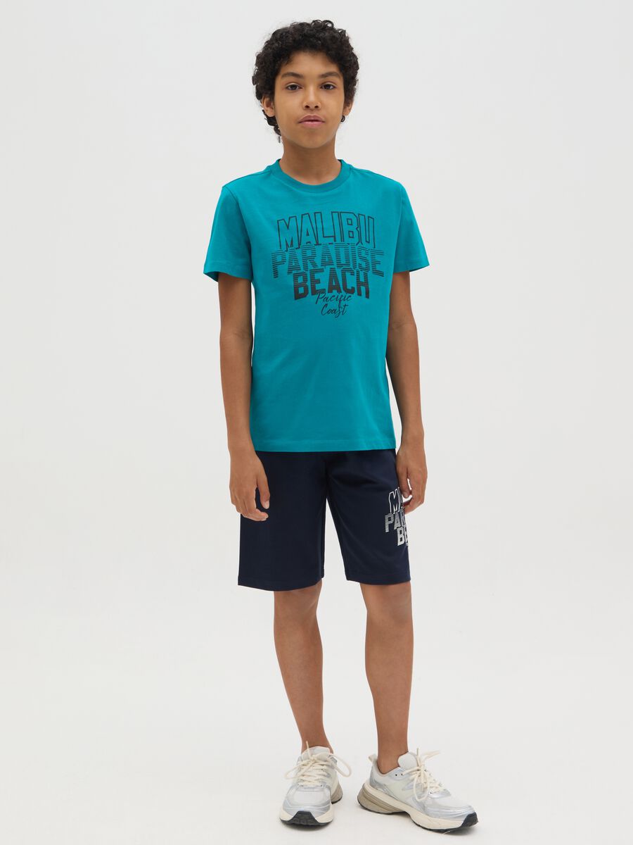 Blue shorts in 100% cotton_0