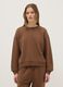 Brown cotton blend regular fit sweatshirt with crew neck_1