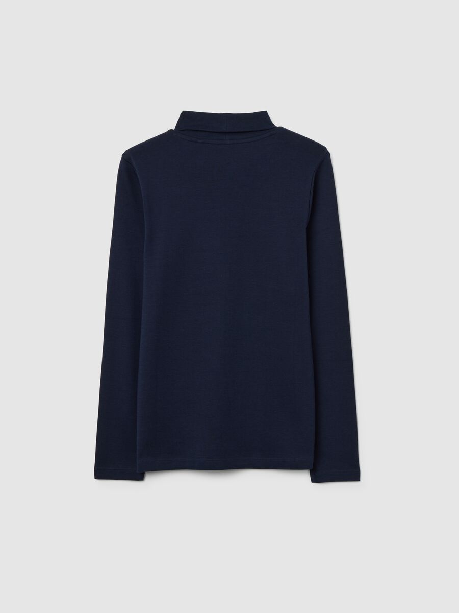 Maglia a collo alto da ragazzo in puro cotone blu regular fit_4