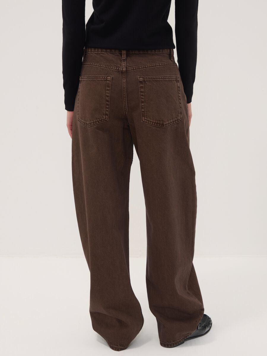Jeans marroni in puro cotone barrel fit_2