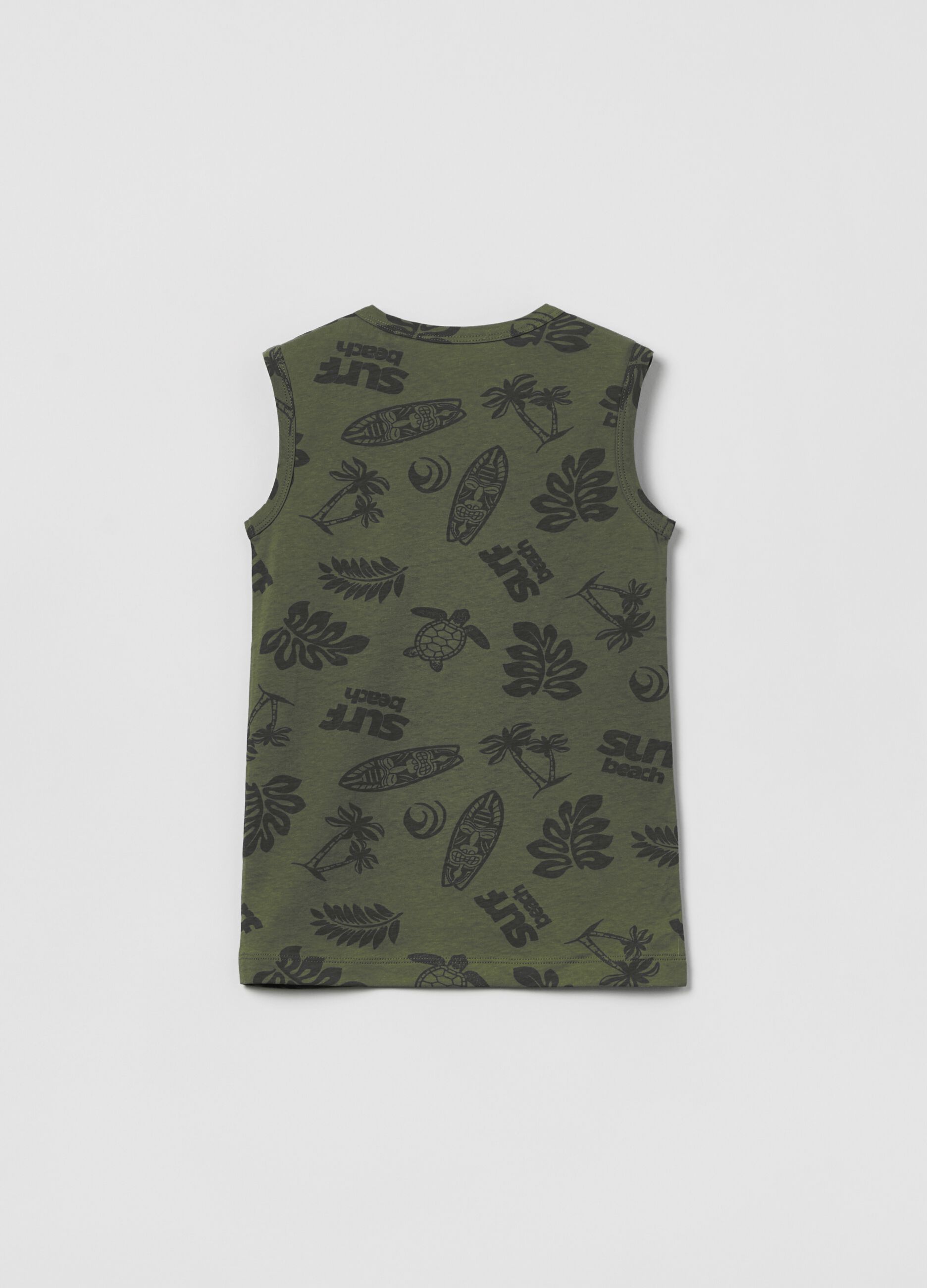 Tank top in cotone stampa surf