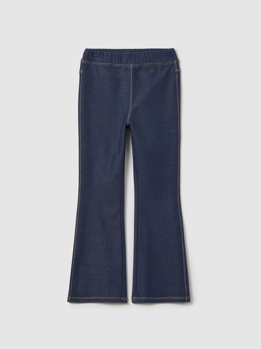 Skinny fit blue cotton leggings for girls_0