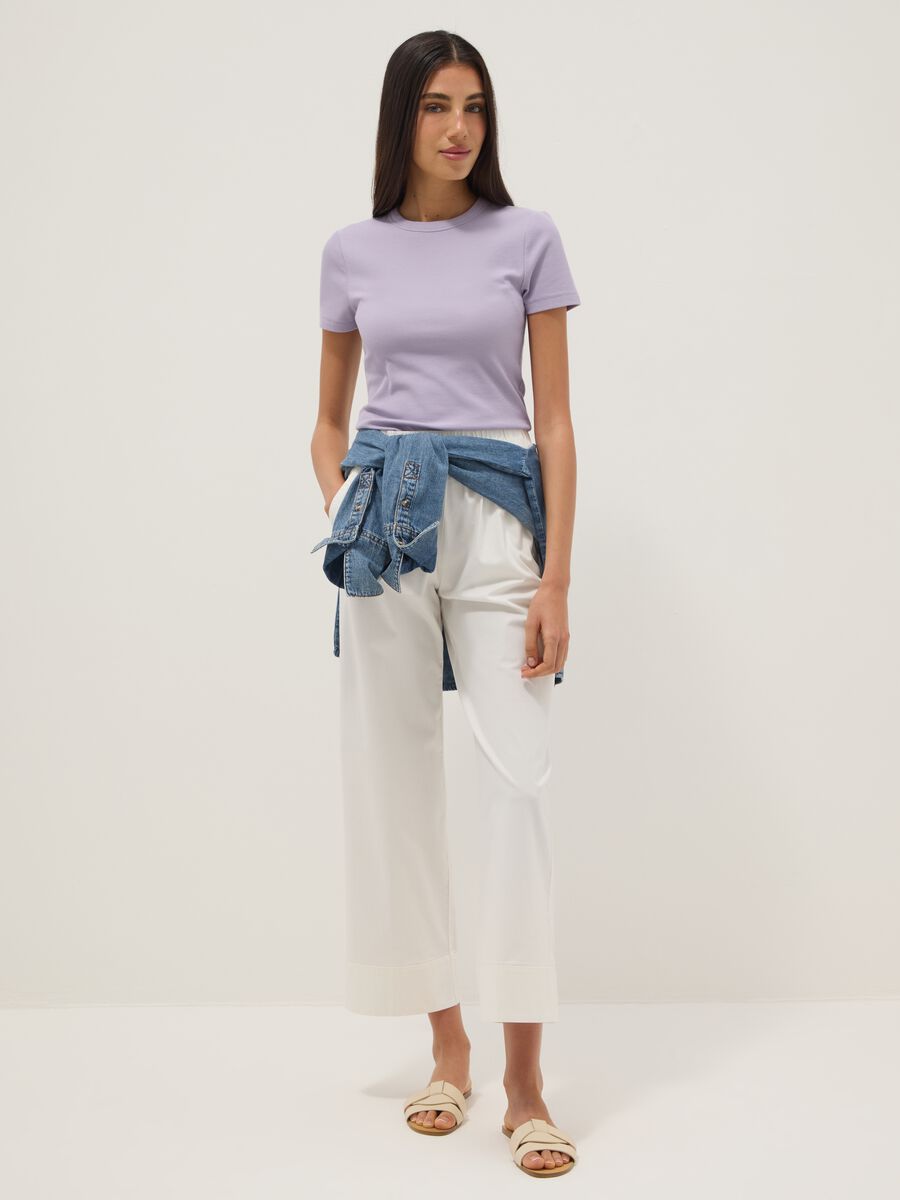 Purple fitted short-sleeve stretch cotton T-shirt_2