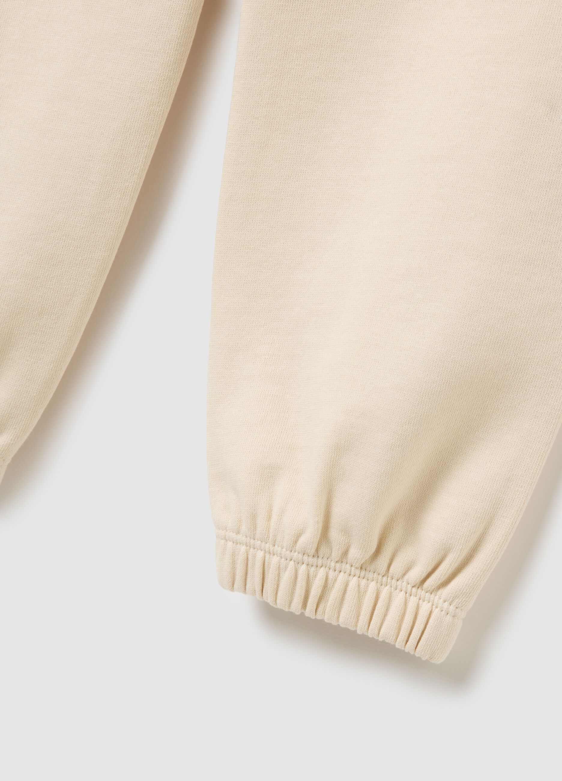 Pantaloni jogging da bambina in puro cotone beige regular fit