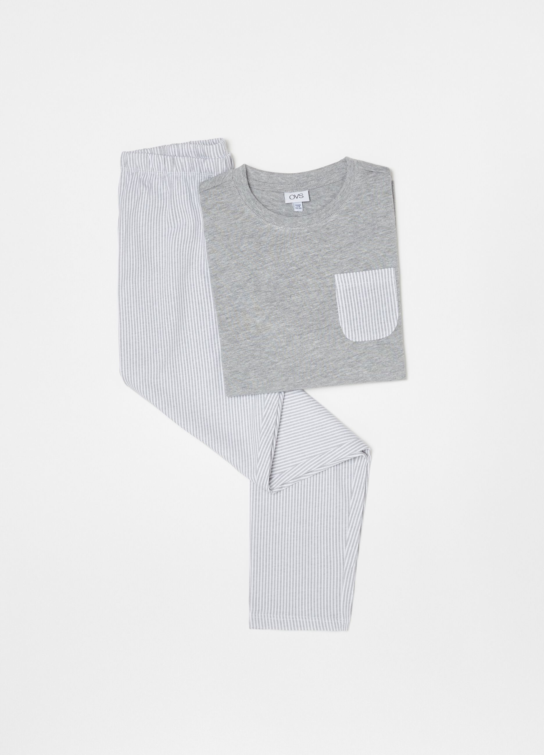 100% cotton pyjamas with striped pocket