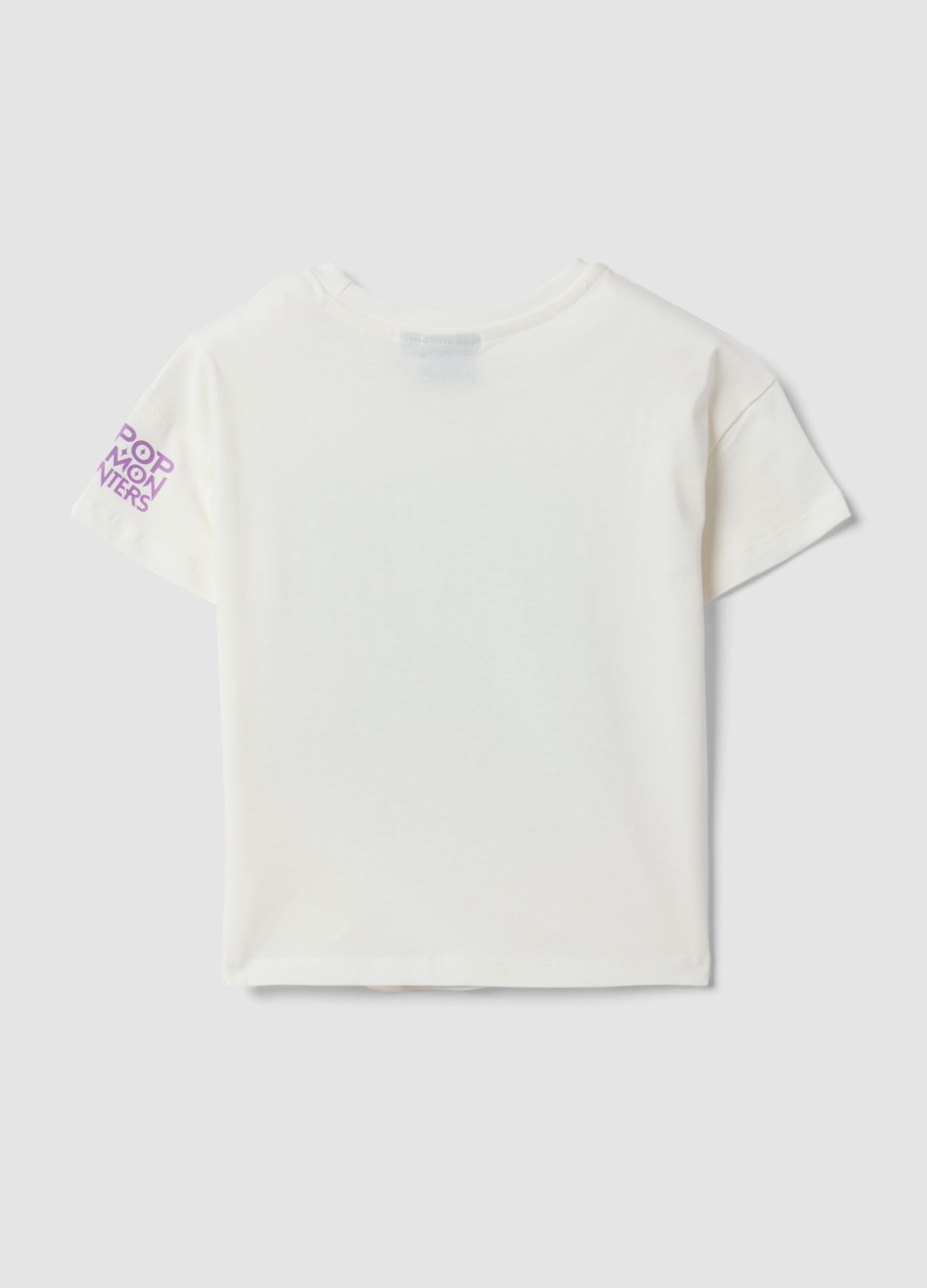 White pure cotton T-shirt with K-Pop Demon Hunters print for girls