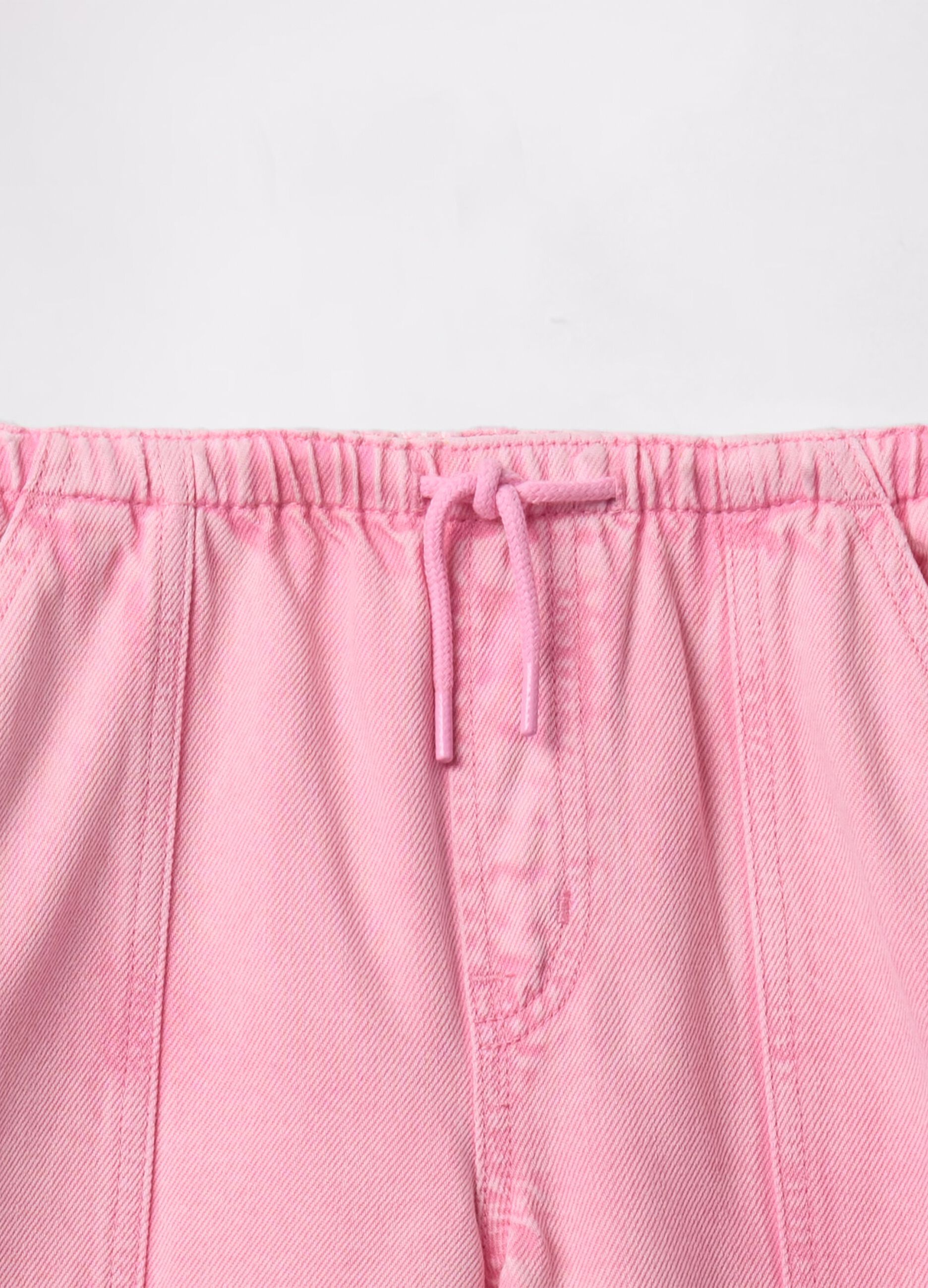 Pink wide-leg trousers with drawstring