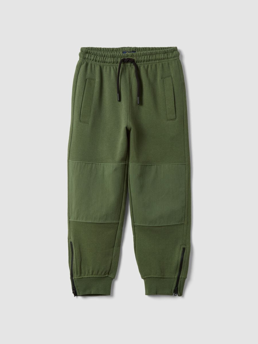 Pantaloni jogger verdi in misto cotone con coulisse_0