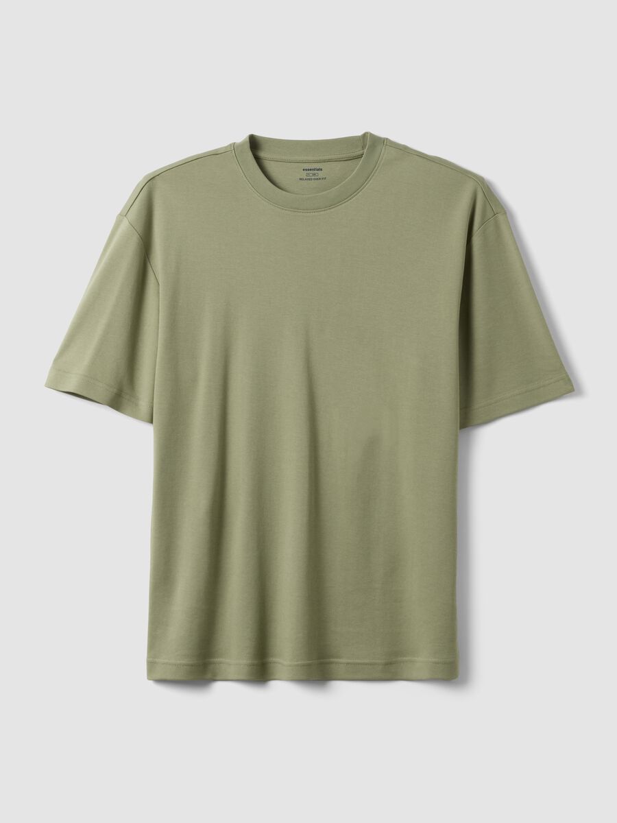 Green pure cotton short-sleeve T-shirt, relaxed fit_4