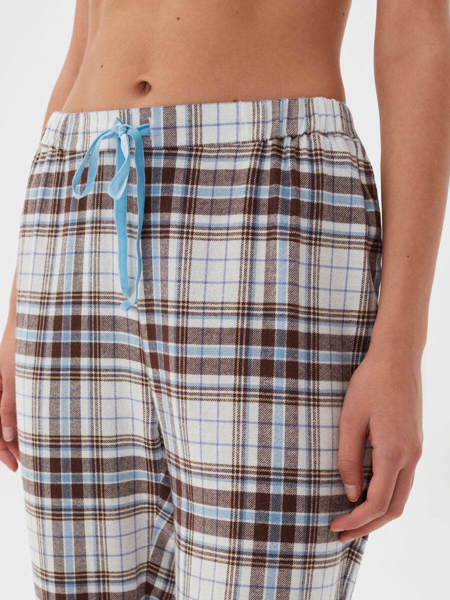 Pantalone pigiama in flanella check con lurex_3