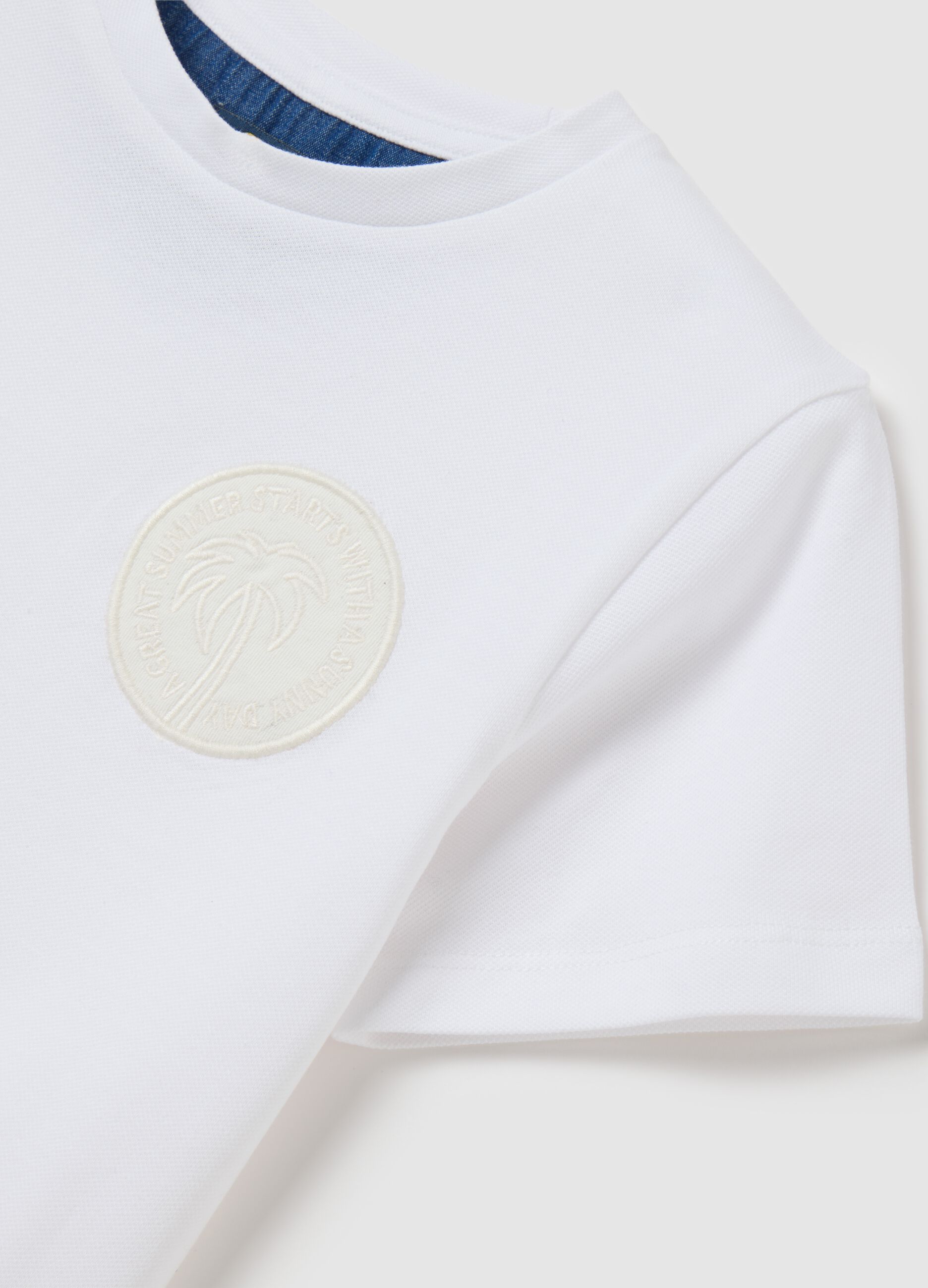 White short sleeve t-shirt in stretch cotton