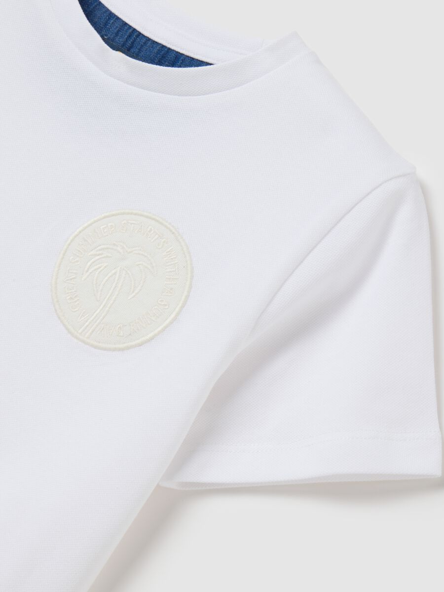 White short sleeve t-shirt in stretch cotton_2