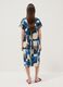 Multicolour stretch cotton midi dress with geometric print_3