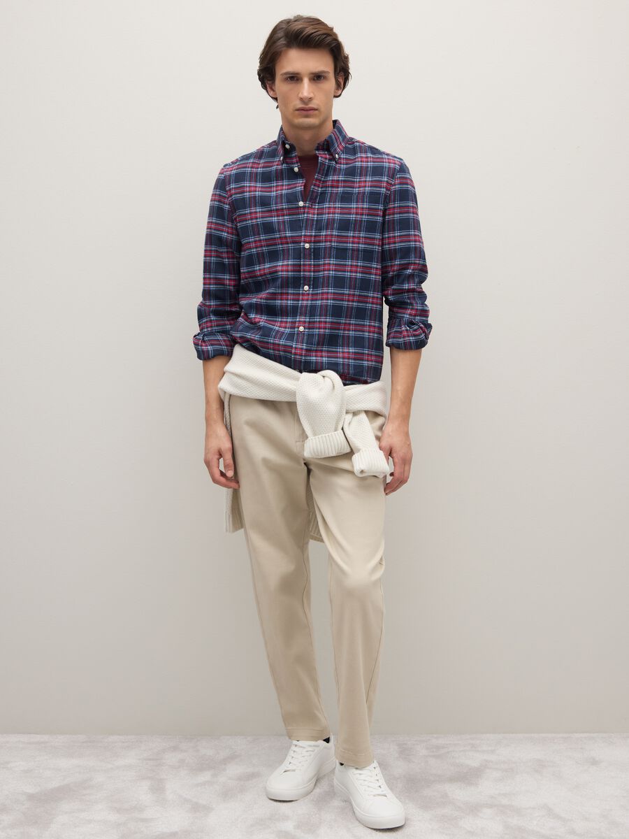 Multicolour check shirt in pure cotton regular fit flannel_1