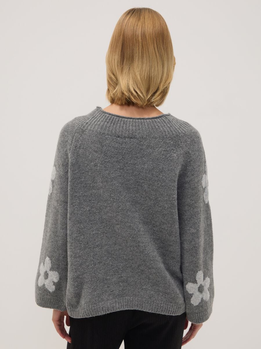 Grey wool-blend jumper with floral pattern, regular fit_3