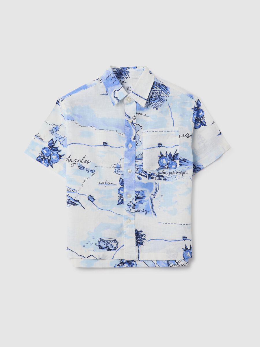Los Angeles Themed Shirt in White and Blue_0