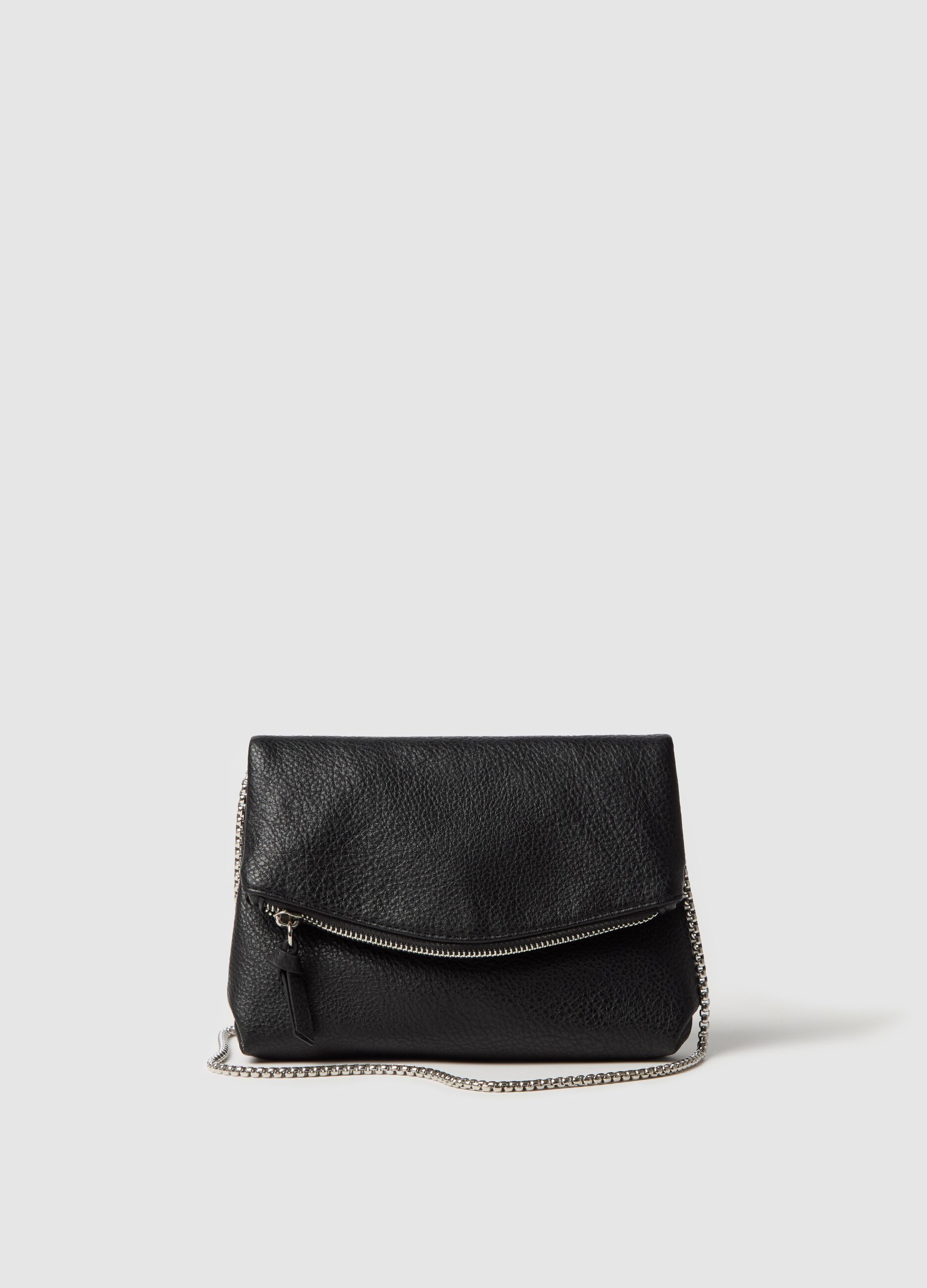 Metallic-effect bag with shoulder strap