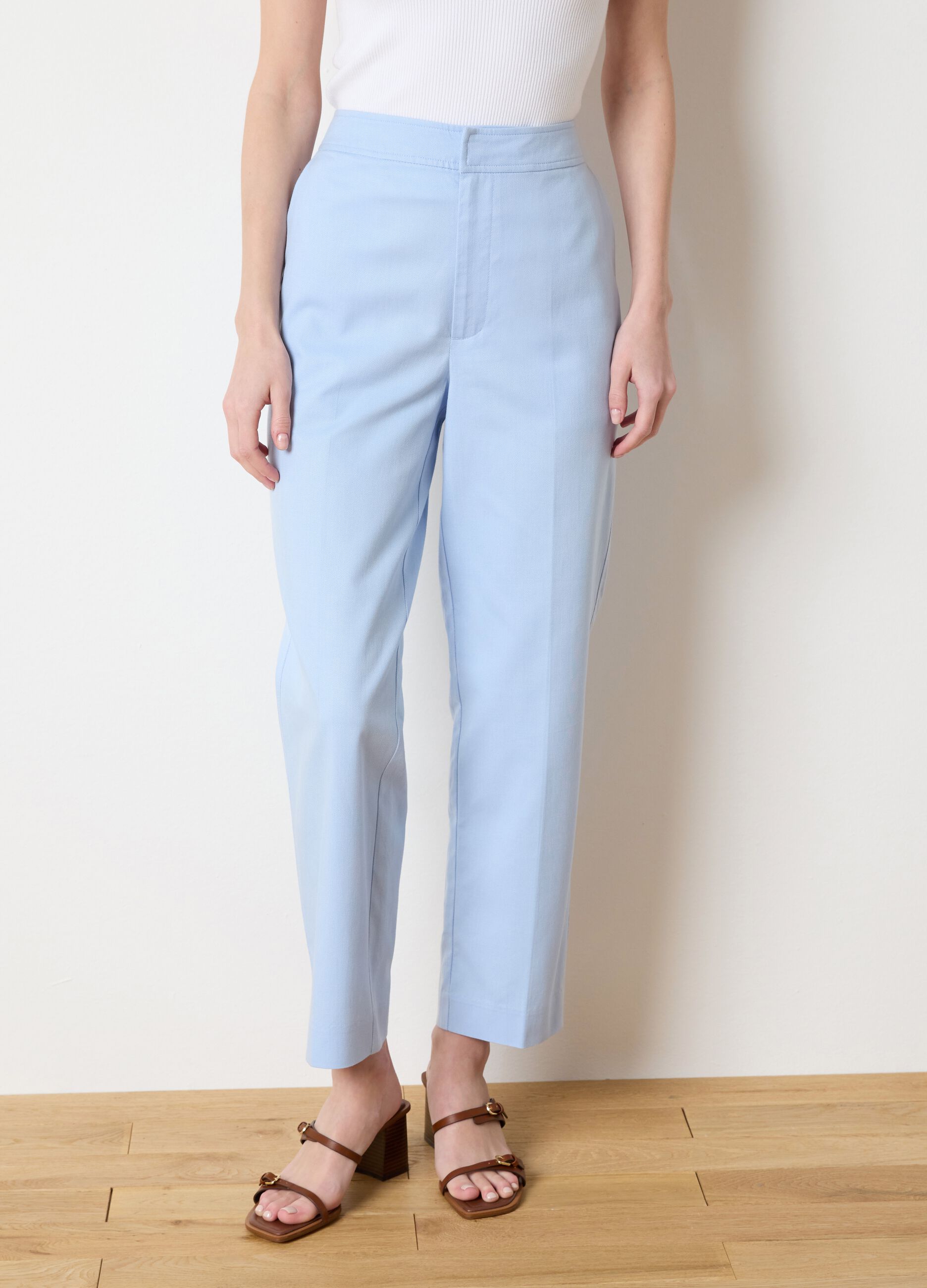 Regular-fit cotton and Lyocell trousers