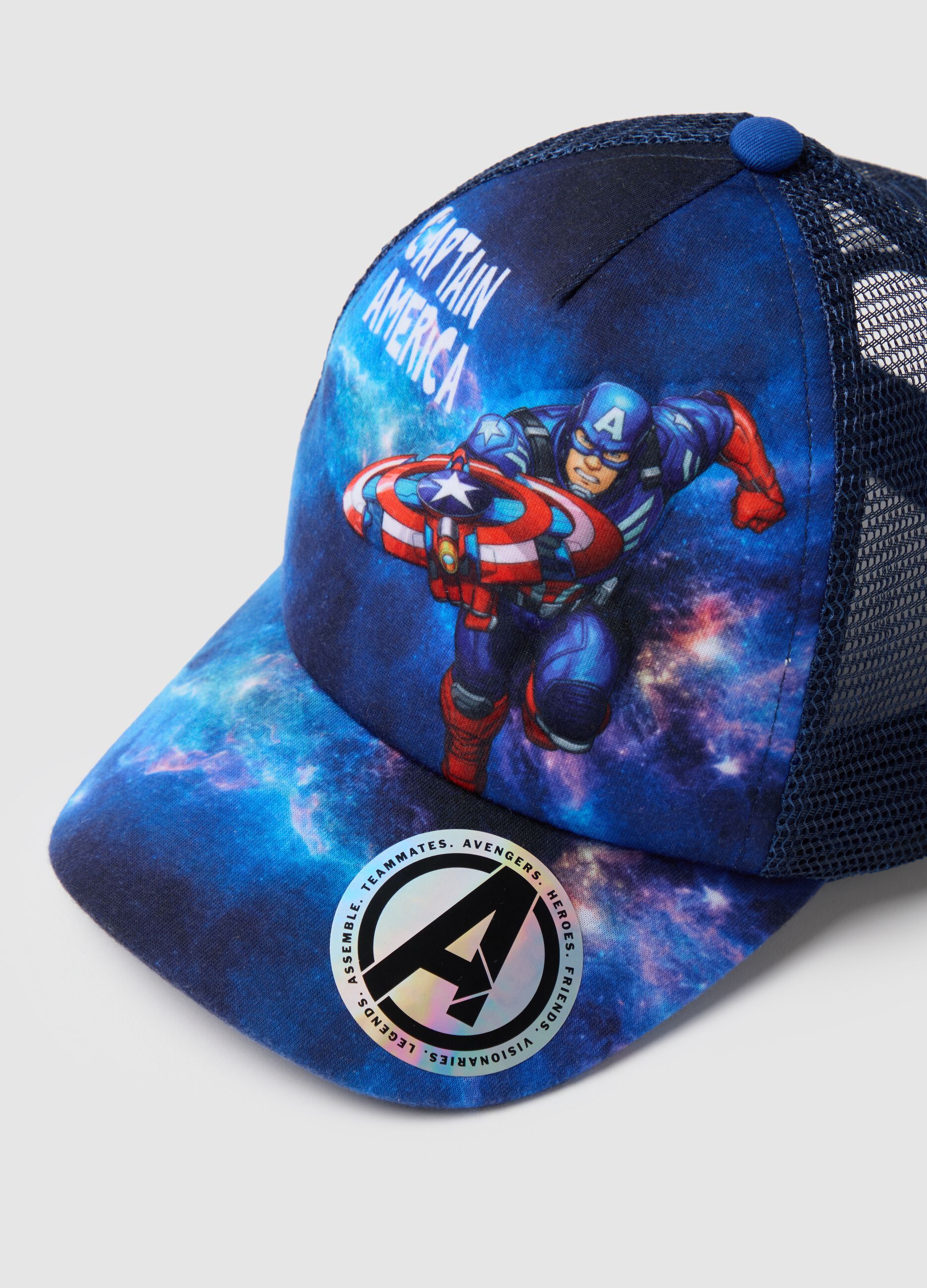 Child's Blue Hat with Captain America Print
