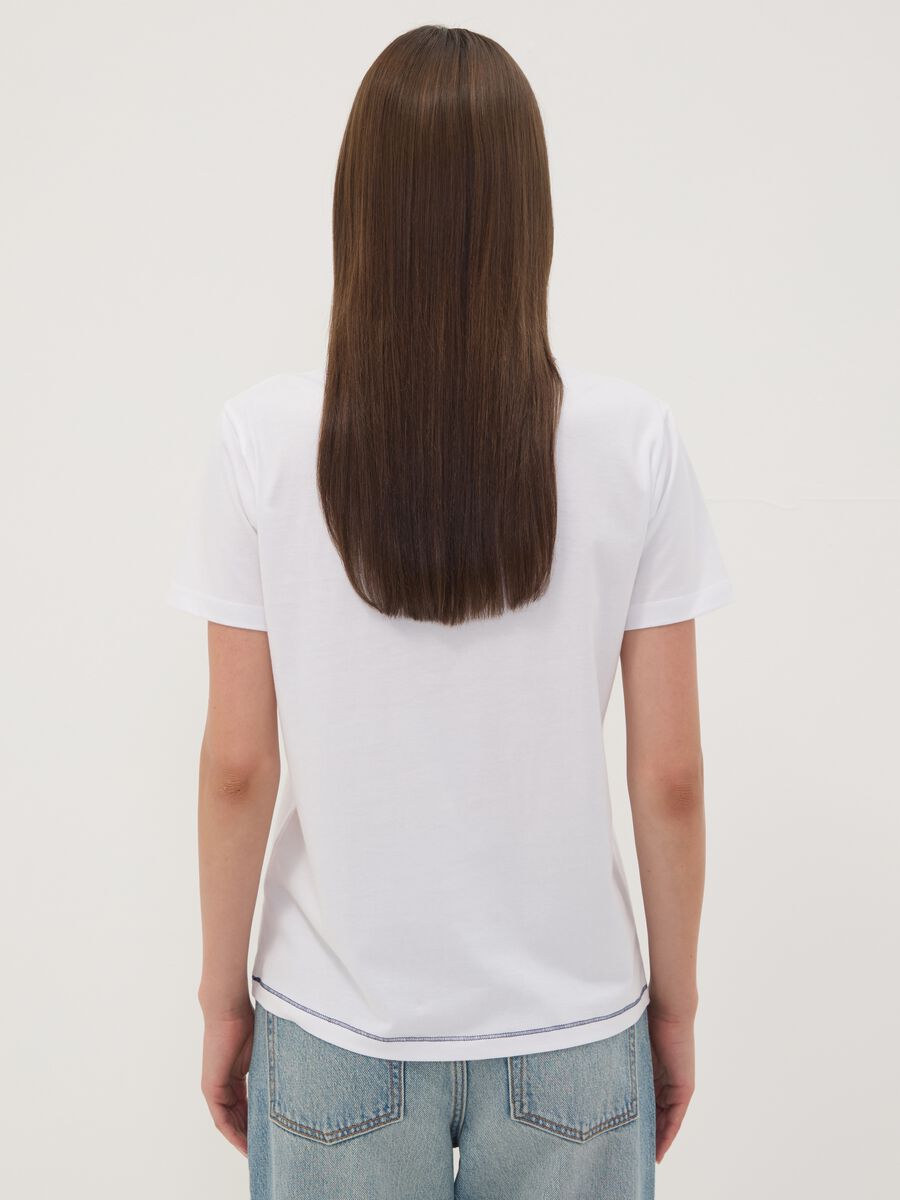 White pure cotton T-shirt with Stitch print, regular fit_3