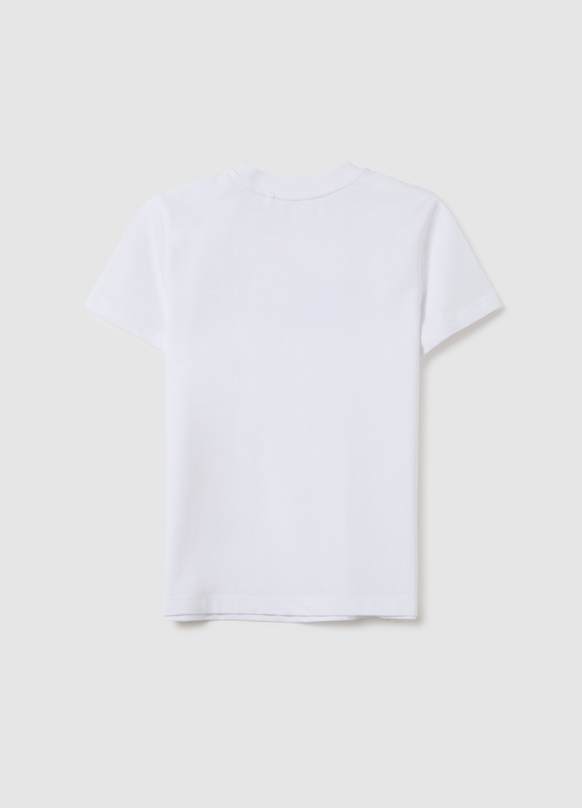 White pure cotton regular fit girls' T-shirt with print