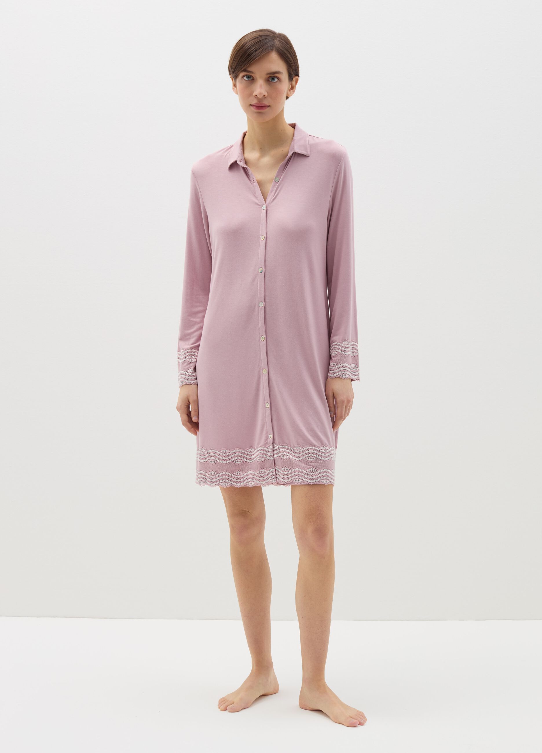 Modal nightshirt with contrasting details