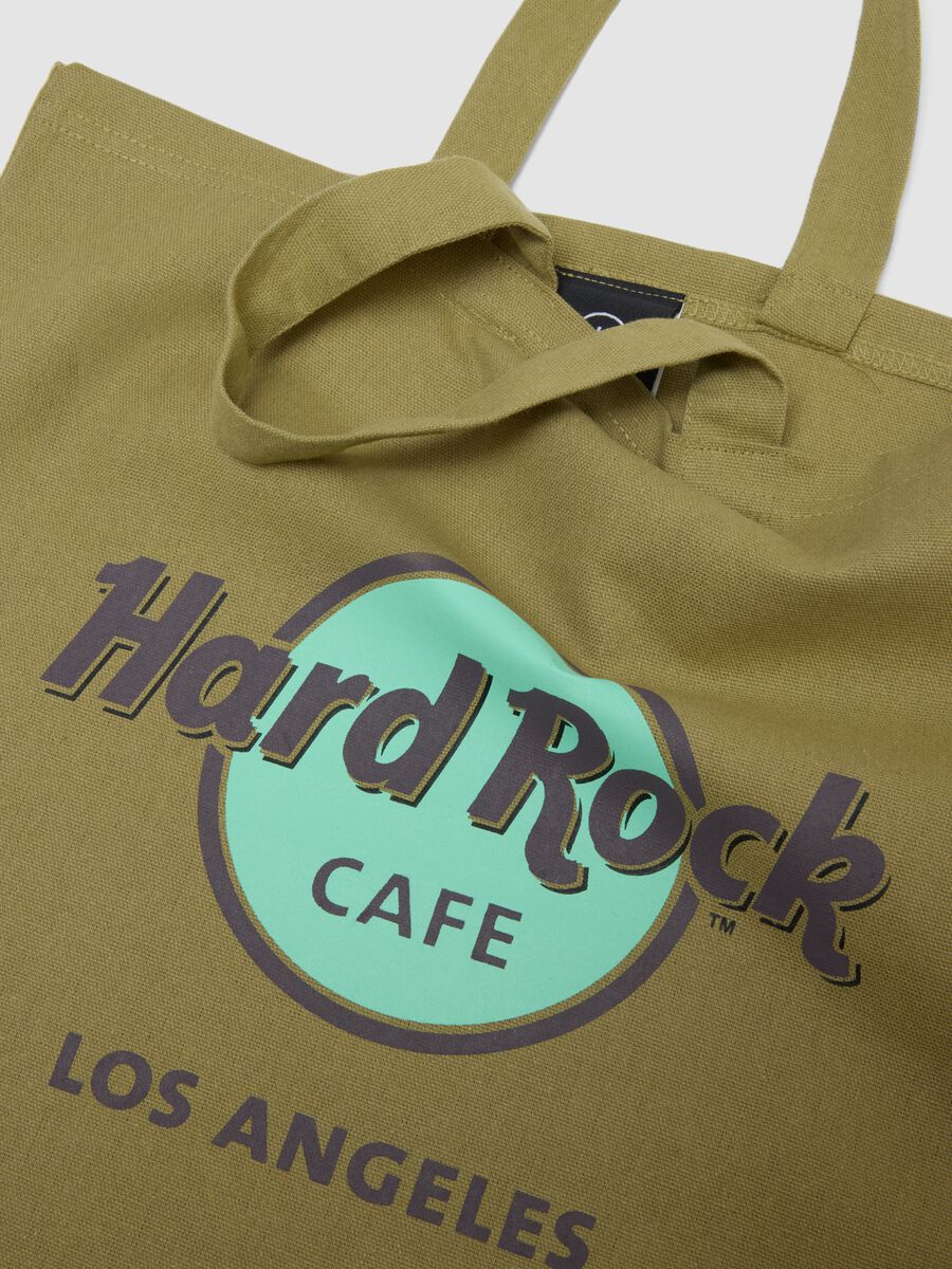Green pure cotton shopper bag with Hard Rock Cafe logo_2
