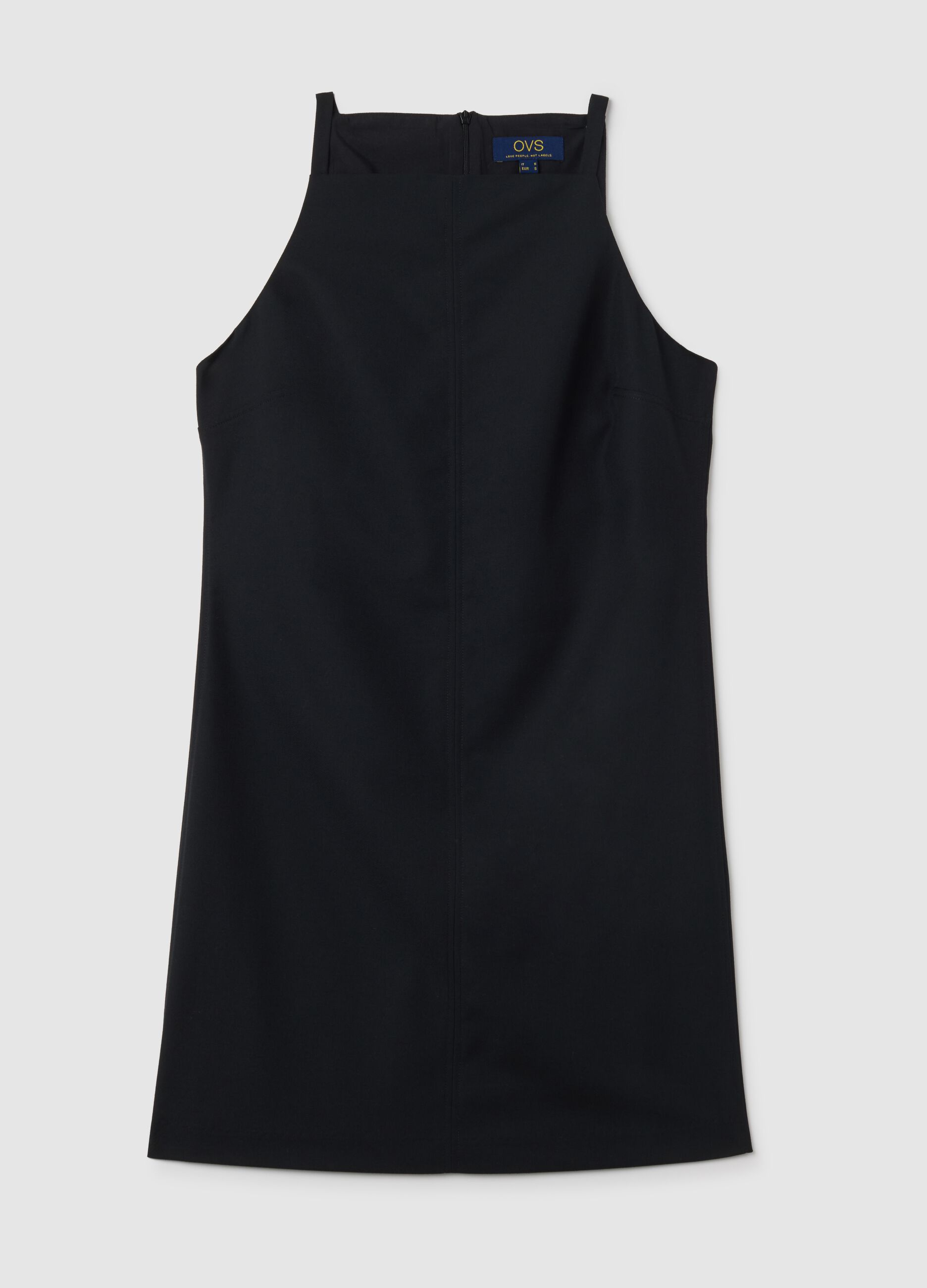 Black viscose blend slim fit dress