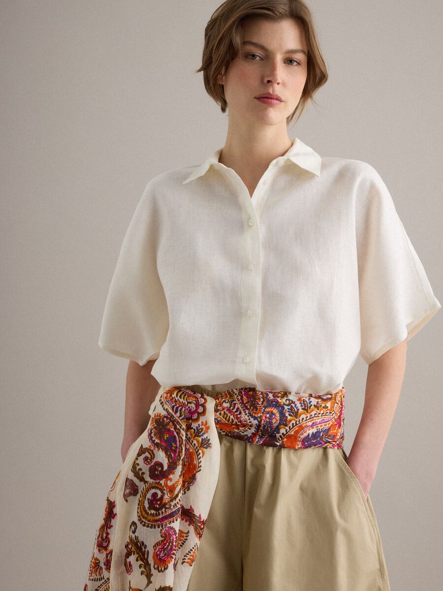 White pure linen regular-fit shirt_0