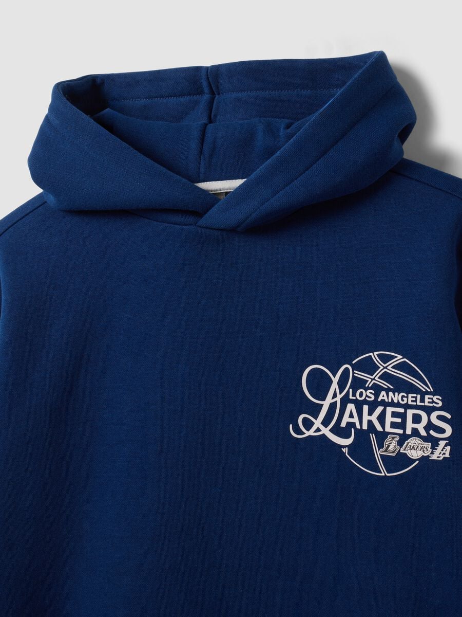 Felpa blu con cappuccio in misto cotone con stampa Lakers per ragazzo_2