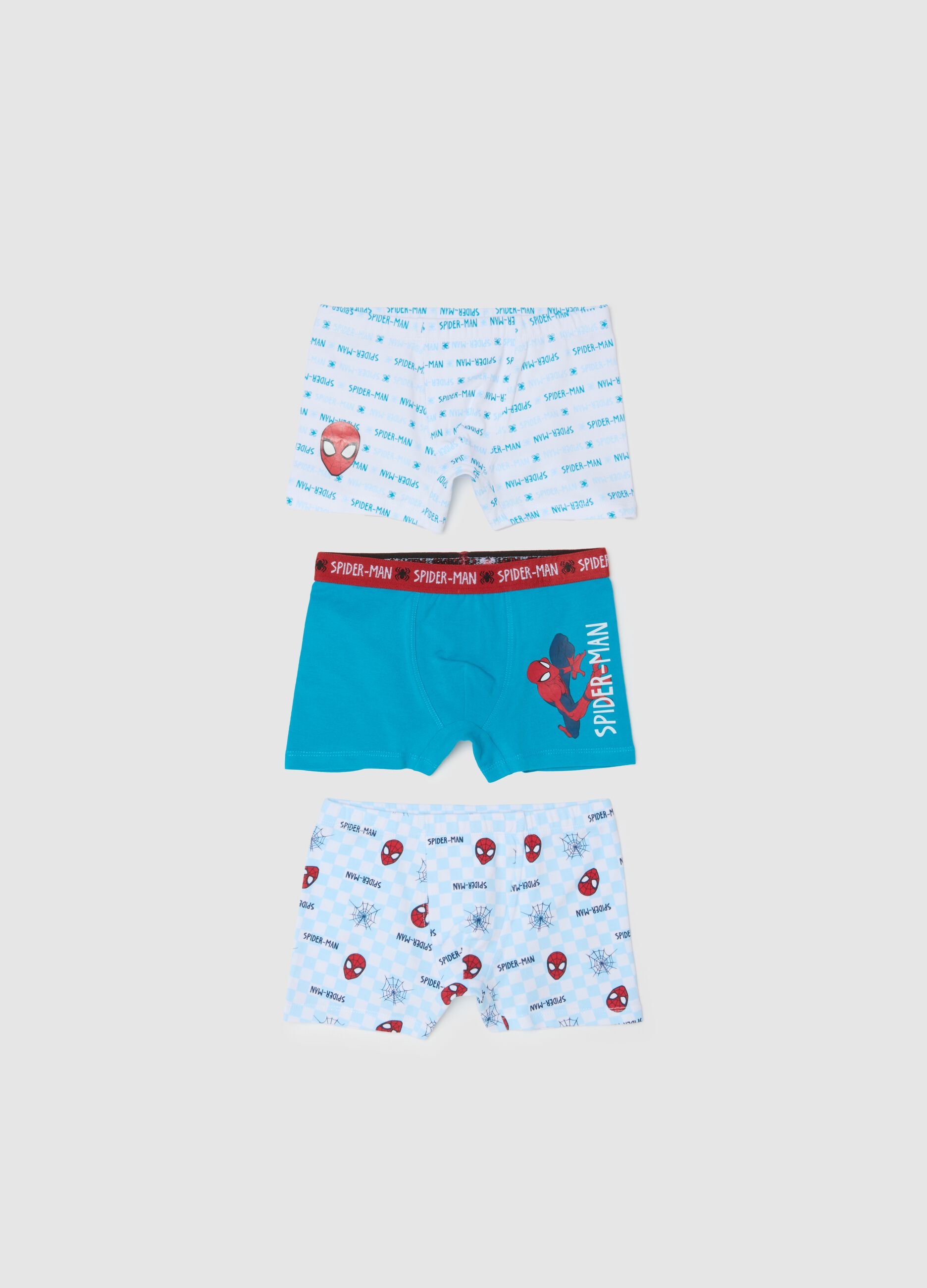 Set tripack boxer da bambino in cotone elasticizzato multicolor