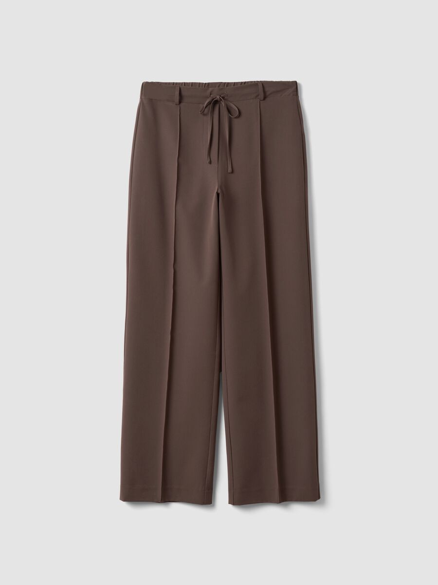Brown stretch-viscose straight-fit trousers_4