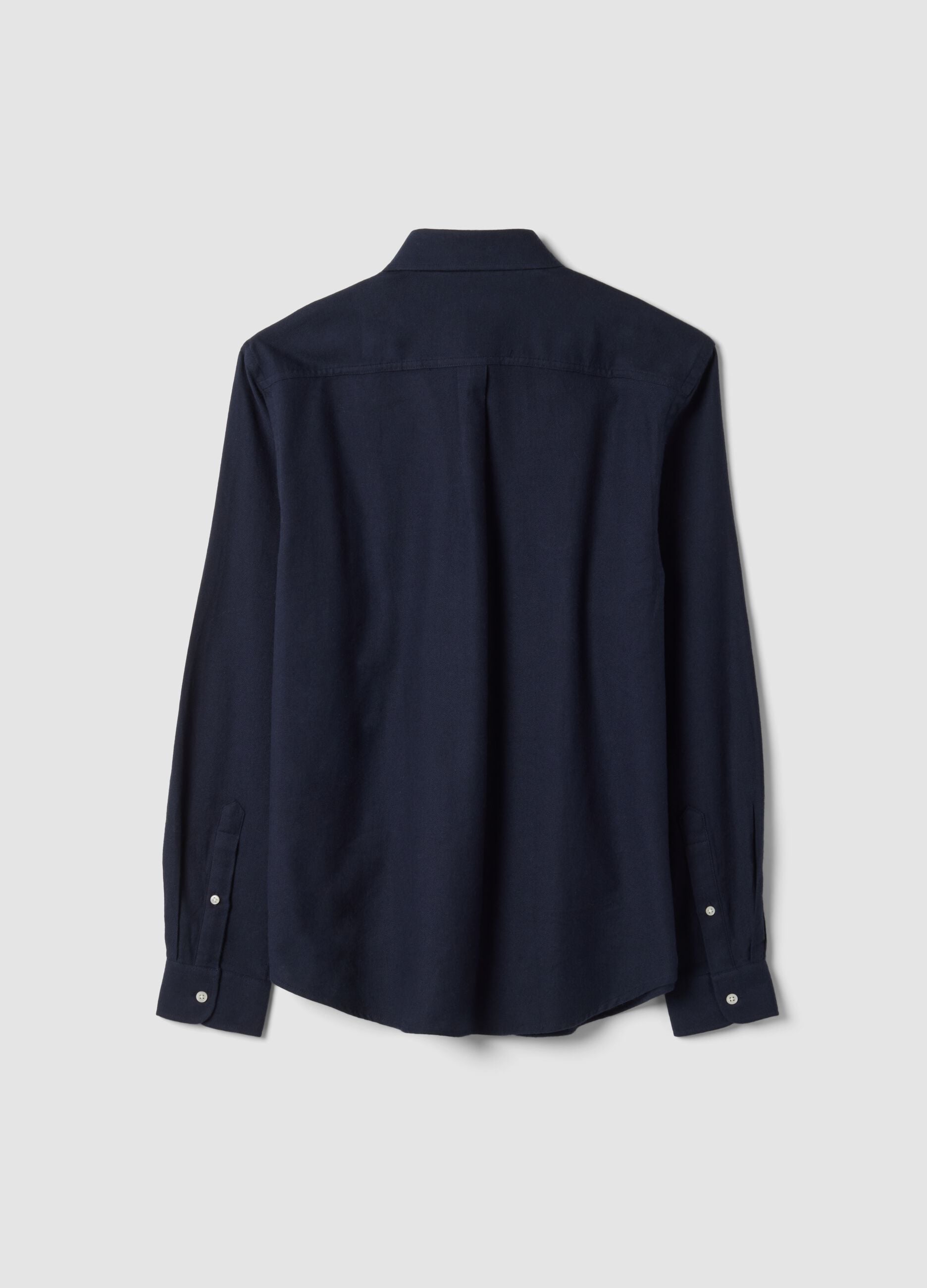 Camicia blu navy in flanella di puro cotone regular fit