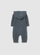 Grey newborn cotton blend hooded onesie_1