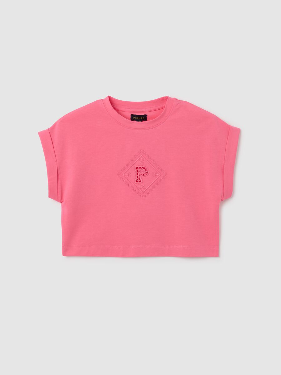 Girls' pink cotton t-shirt regular fit_0