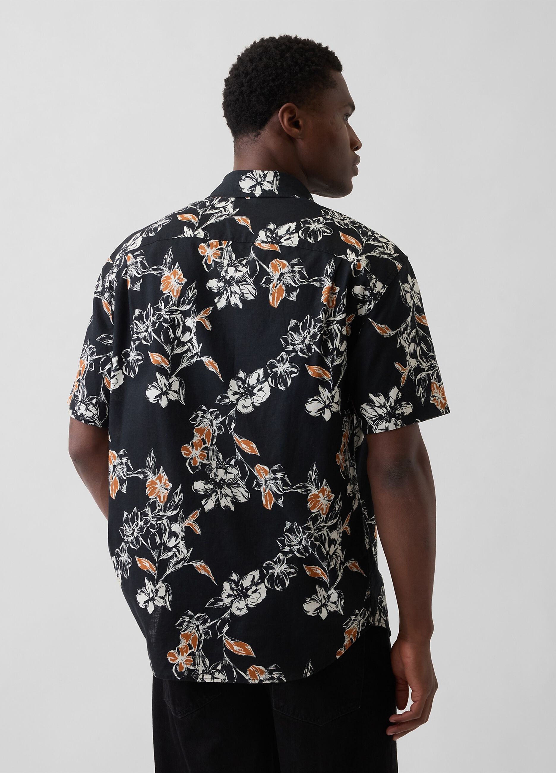 Floral linen and cotton-blend shirt