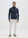 Blue Long Sleeve Cotton Turtleneck Shirt_1