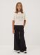 Black wide-leg trousers in pure cotton_0