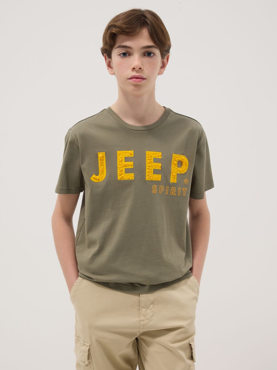 Green pure cotton regular fit children's T-shirt with print_0