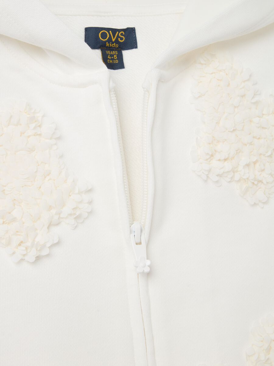 Full-zip sweatshirt with hood and butterflies application in tulle_3
