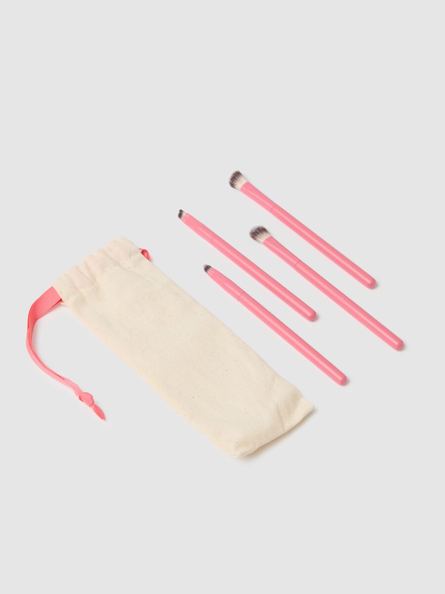 Pink essential eye brush set - kit with 4 brushes for eyes and eyebrows_3