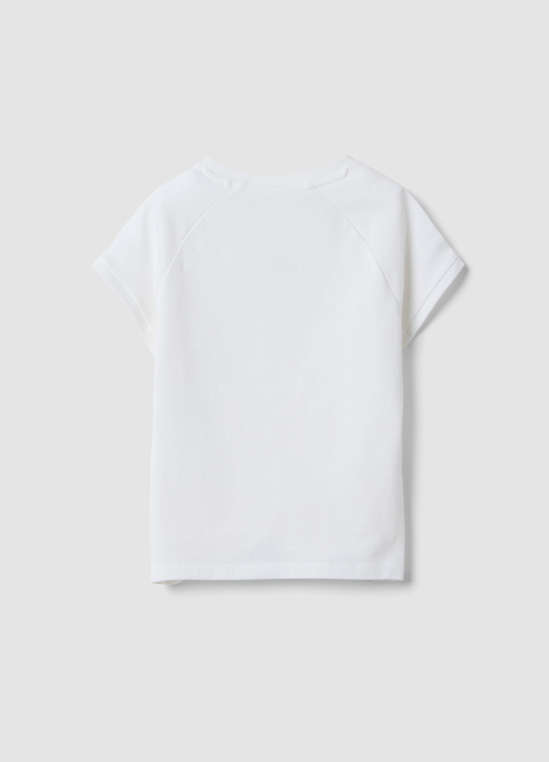 Girls' White Stretch Cotton Slim Fit T-shirt